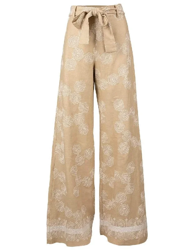 Prince Full Leg Embroidered Pant Formal Wide-Leg Pants