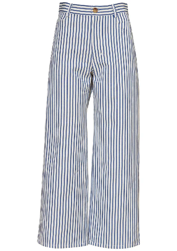 Puerto Cotton Pant Blue Classic Straight-Leg Pants