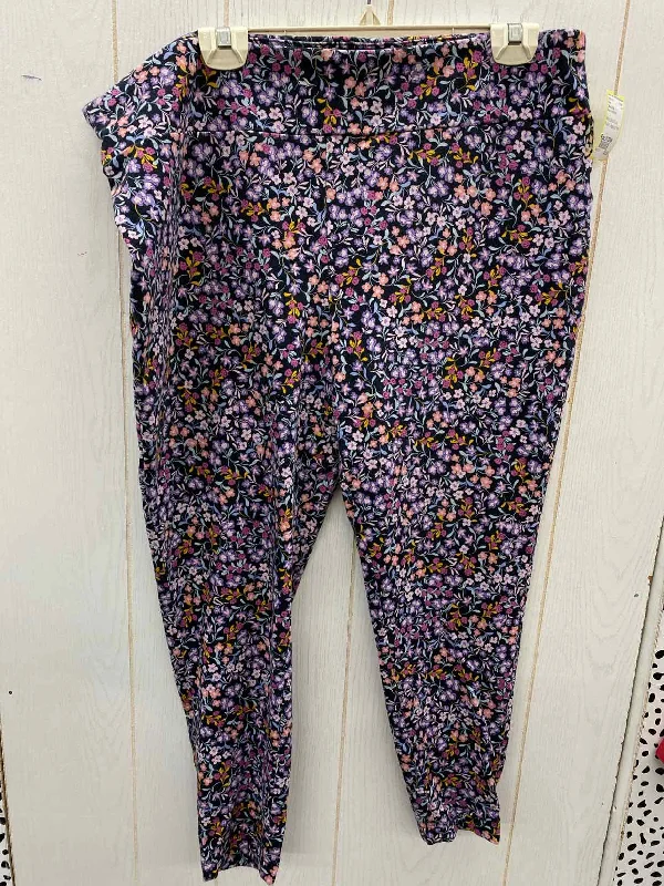 Terra & Sky Black Womens Size 20/22W Pants Comfortable Pleated Pants