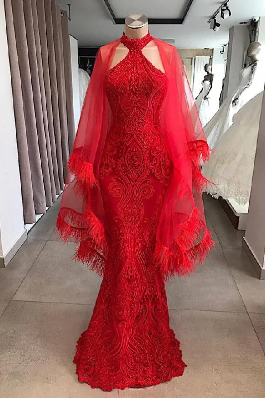 Evening Dresses Long Red Lace Cocktail Dress,F04821
