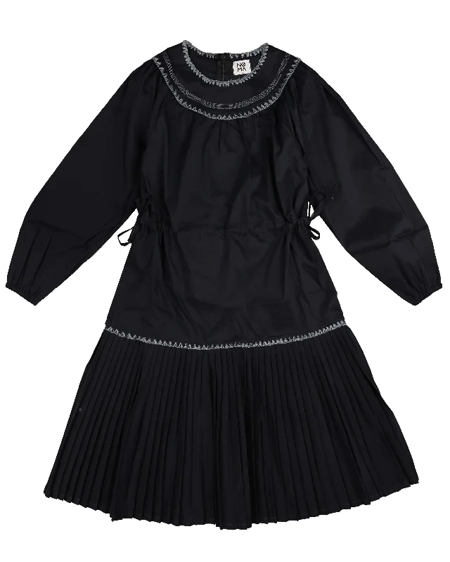 Noma Navy Edge Stitching Drop Waisted Teen Dress