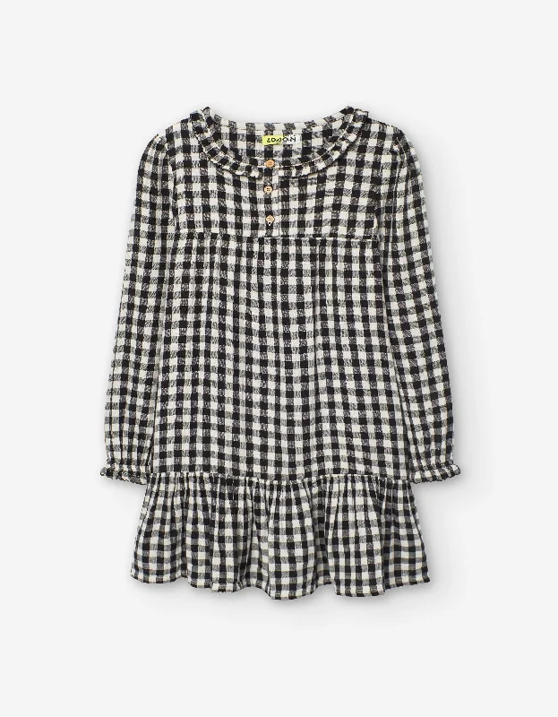 Losan Black & White Gingham Dress