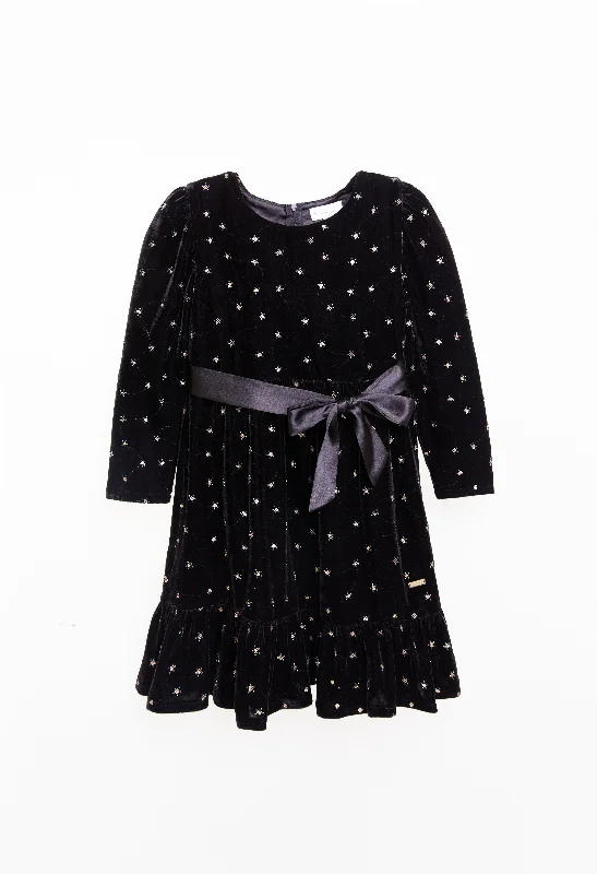 Nicole Miller Black Velvet Sequins Dress