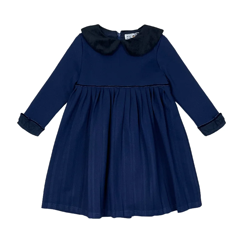 Oh Boy Oh Girl Navy Pleated Dress