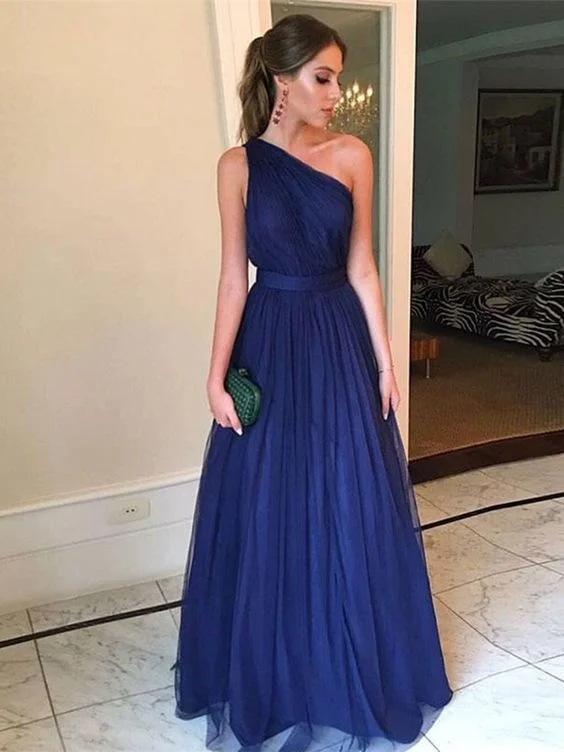 A Line One Shoulder Blue Prom Dresses, One Shoulder Blue Formal Dresses, Graduation Dresses C140 A Line One Shoulder Blue Prom Dresses, One Shoulder Blue Formal Dresses, Graduation Dresses C140