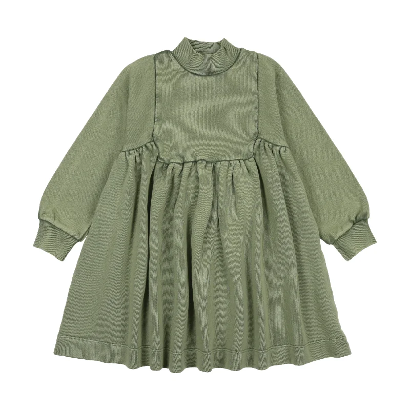 Farren And Me Washed Khaki Turtleneck Bib Dress