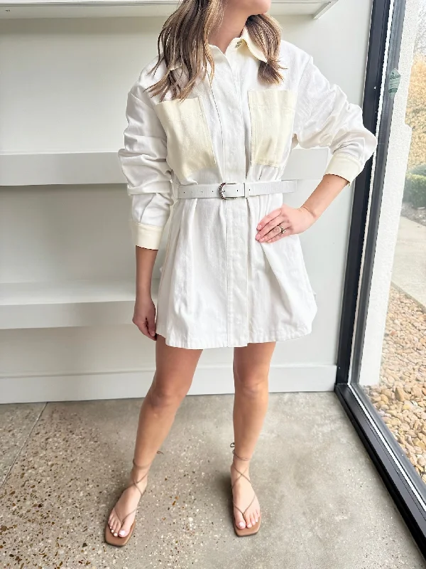 White and Beige Kent Dress