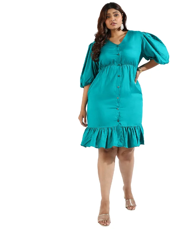 Teal Fit and Flare Dress | Teal