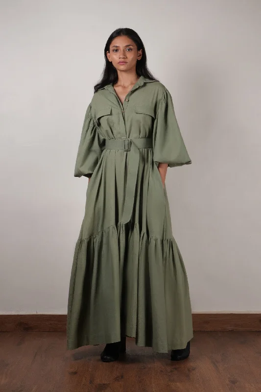 Green Shirt Kaavya Dress