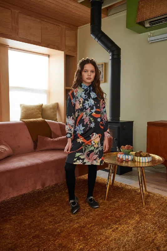 Porter Multi Watercolor Tie Waist Dress