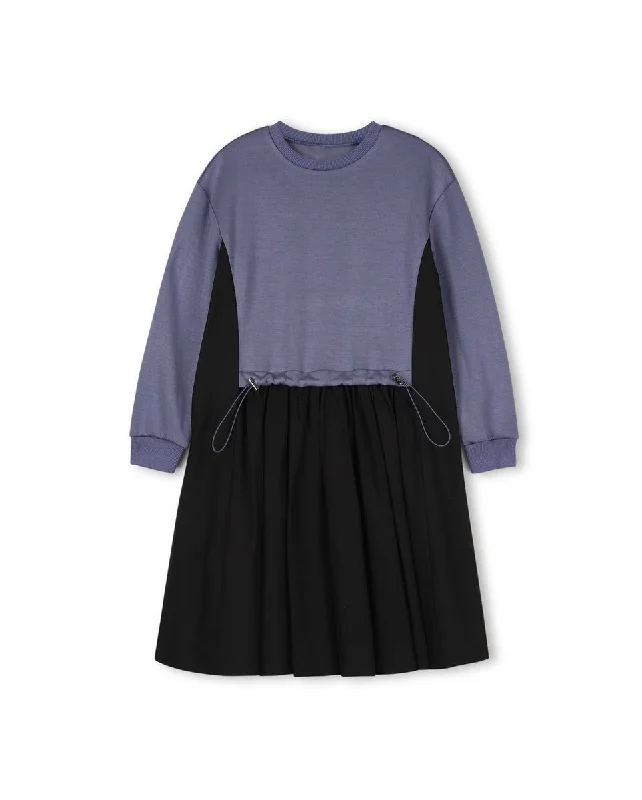 Vibe Blue Scuba Toggle Waisted Poplin Dress