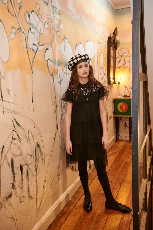 Porter Black Sequins Tulle Dress
