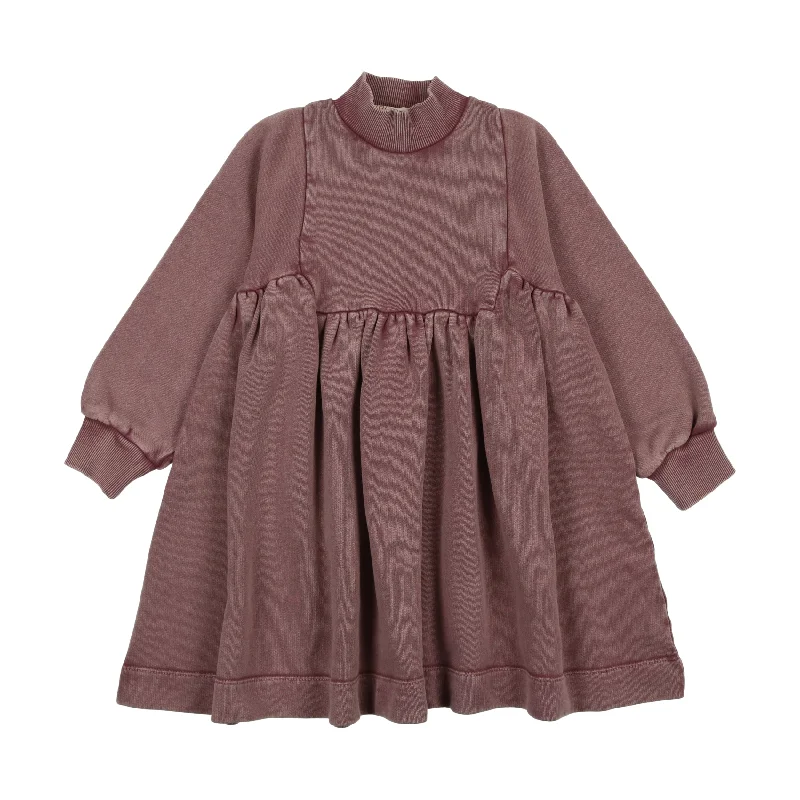 Farren And Me Washed Purple Turtleneck Bib Dress