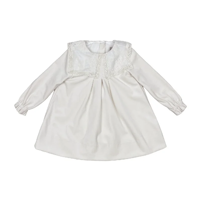 Carmina Ivory Lace Collar Velvet Dress