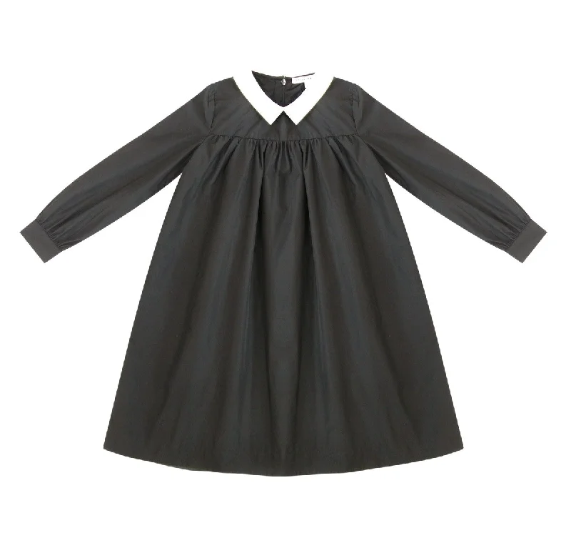 Little Parni Black Taffeta Collar Dress