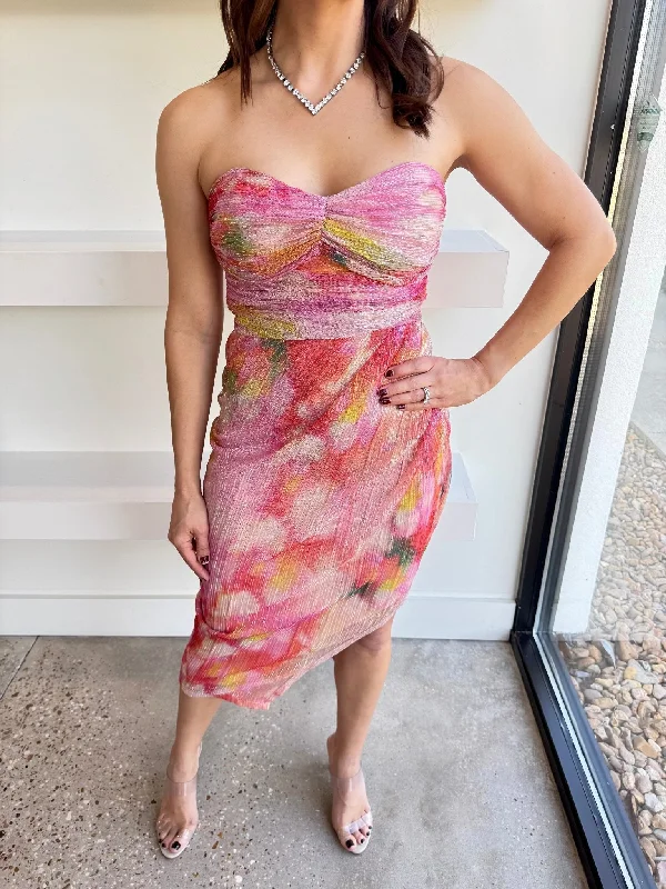 Danika Printed Strapless Sheath Dress