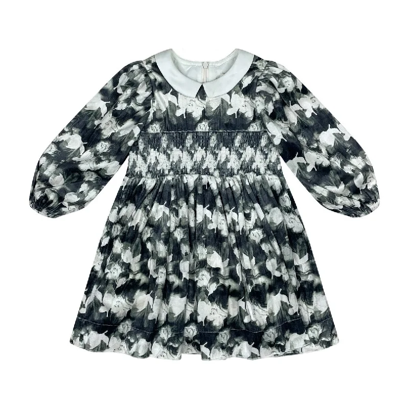 Teela Print Collared Velvet Dress