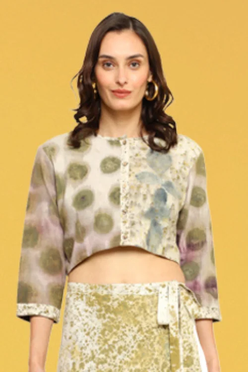 Bageeya "Chhaya" Handspun  Organic Cotton Blouse Elegant Lace Blouse
