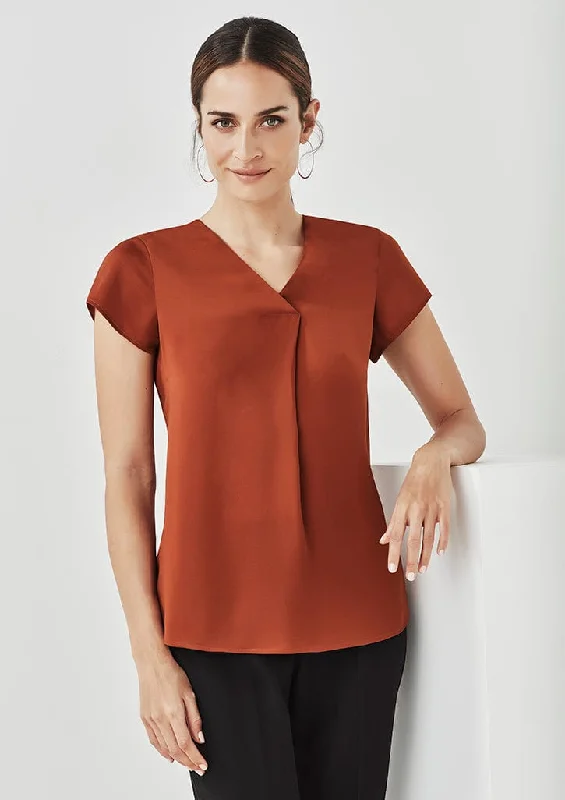 Biz Corporate Kayla Womens V-neck Pleat Blouse RB967LS Everyday Stylish Blouse