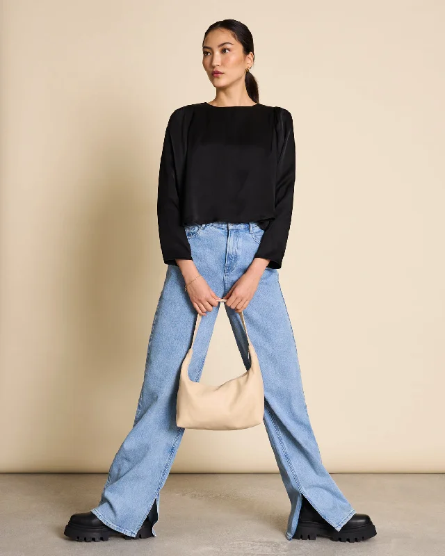 BLOUSE ORIVESI BLACK Double-Layered Blouse