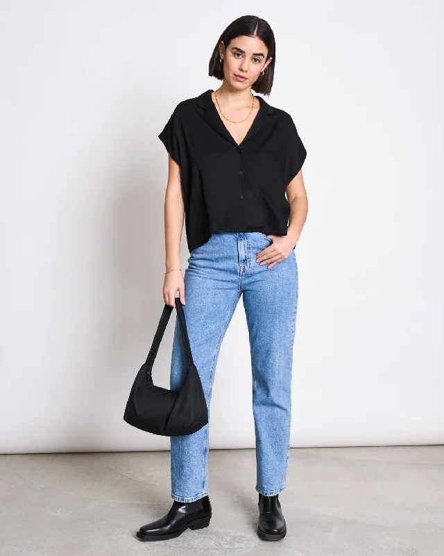 BLOUSE TIERRA BLACK Satin Bow Blouse