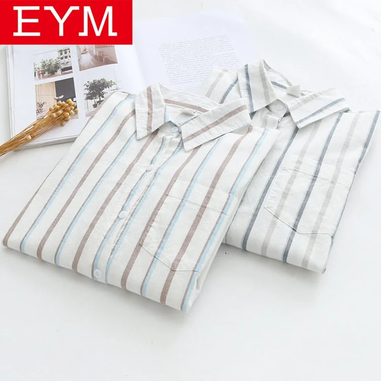 100% Cotton Long sleeve Blouse of Women Frilled Cuff Blouse