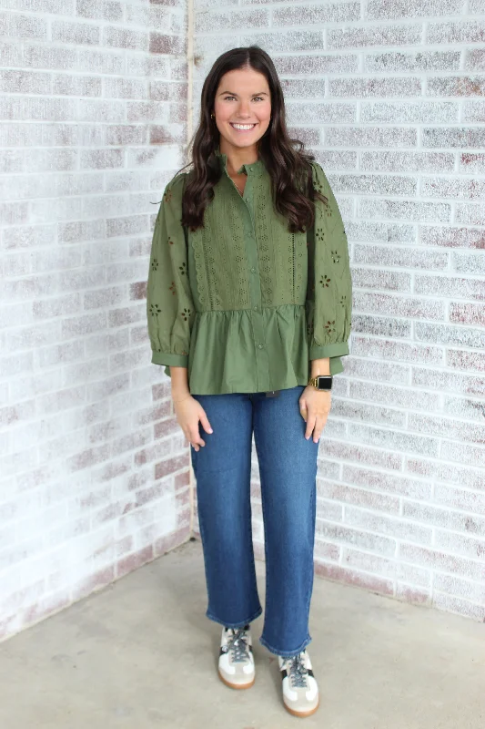 Brunch At Noon Eyelet Detail Blouse Vintage Lace Blouse