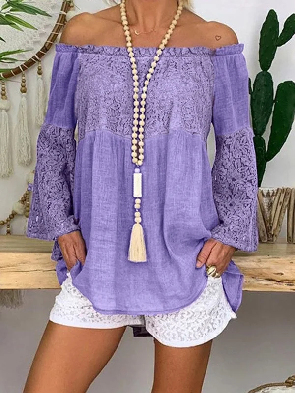 Casual Hollowed-Out Blouse Office Formal Blouse
