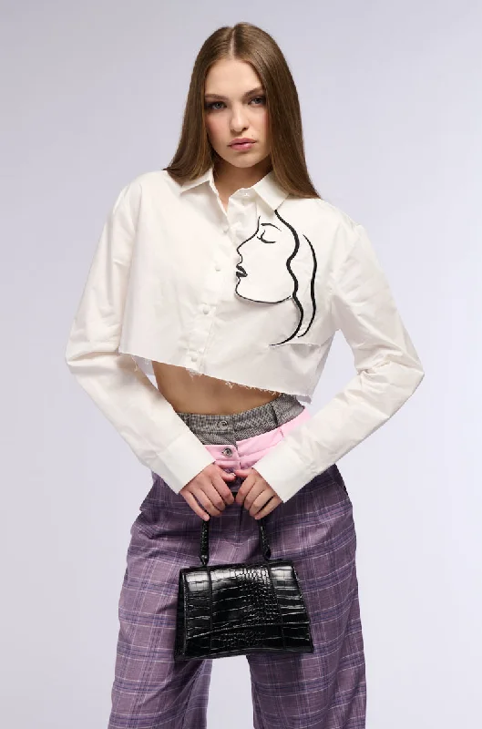 DONT STOP JUST YET BUTTON DOWN BLOUSE Semi-Sheer Blouse