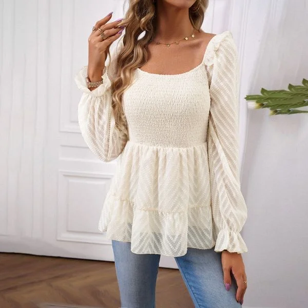 European style Summer Elegant Square neck blouse Everyday Stylish Blouse