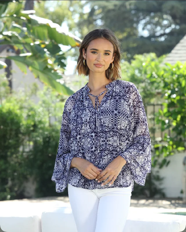 Flare Sleeve Blouse Delicate Pleat Blouse