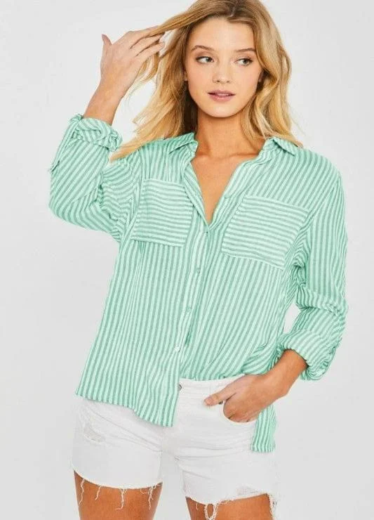 Striped Blouse Versatile Layering Blouse