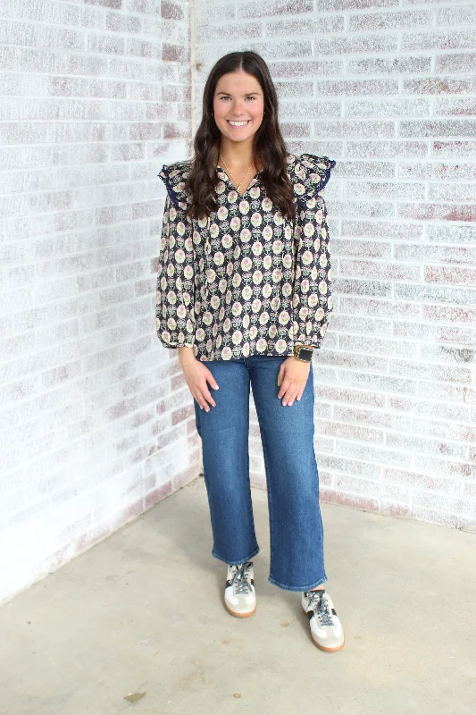 Inside Scoop Floral LS Blouse Chic Wrap Blouse