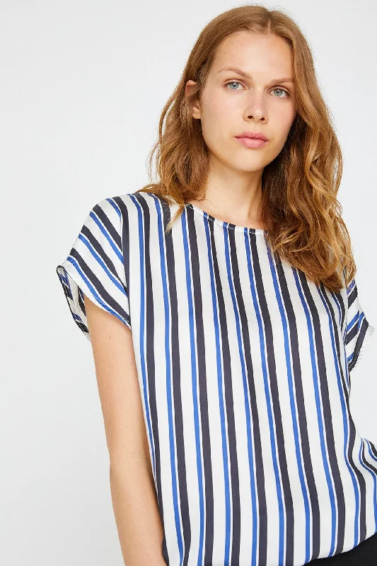 Navy Blouse Elegant Peplum Blouse