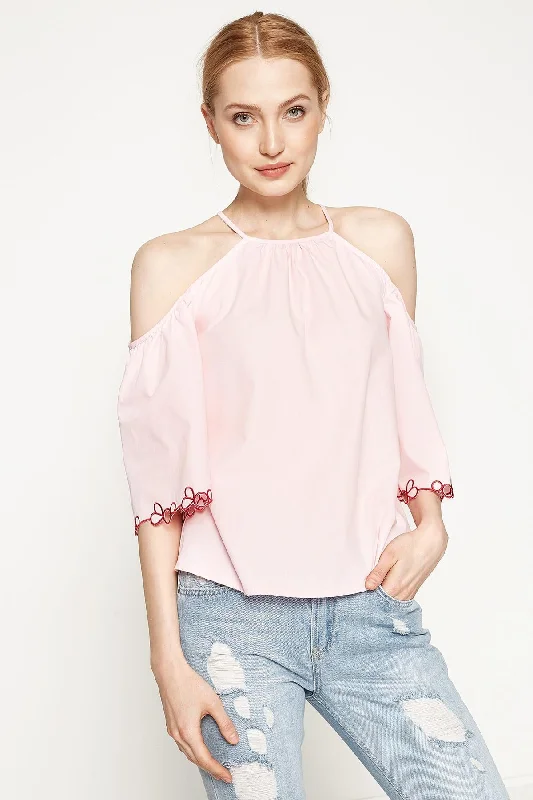 Women Pink Blouse Feminine Pastel Blouse