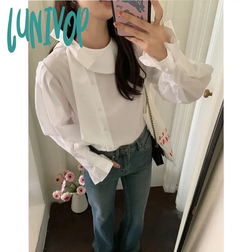 Lunivop Elegant White Shirts Women Vintage Bow Bandage Blouses Spring Office Lady Korean Long Sleeve All Match Chic Designer Tops Loose Fit Blouse Lunivop Elegant White Shirts Women Vintage Bow Bandage Blouses Spring Office Lady Korean Long Sleeve All Match Chic Designer Tops Loose Fit Blouse