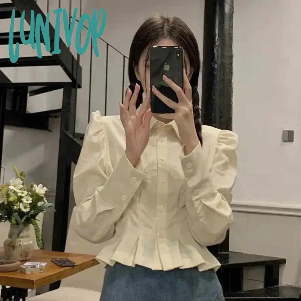 Lunivop Vintage Folds Shirts Women Korean Ruffles Puff Long Sleeve Crop Tops Streetwear Preppy Slim All Match Blouses Spring New Embroidered Floral Blouse Lunivop Vintage Folds Shirts Women Korean Ruffles Puff Long Sleeve Crop Tops Streetwear Preppy Slim All Match Blouses Spring New Embroidered Floral Blouse