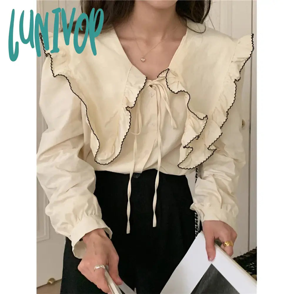 Lunivop Vintage Ruffles Shirts Women Elegant Black Patchwork Long Sleeve Blouses Office Ladies Korean Bandage Casual Chic Tops New Feminine Ruffle Blouse Lunivop Vintage Ruffles Shirts Women Elegant Black Patchwork Long Sleeve Blouses Office Ladies Korean Bandage Casual Chic Tops New Feminine Ruffle Blouse