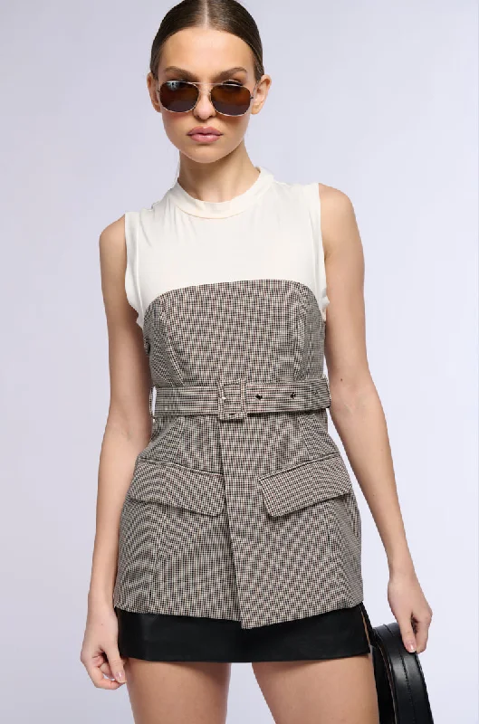 MARY ANN SLEEVELESS BELTED BLOUSE Frilled Cuff Blouse