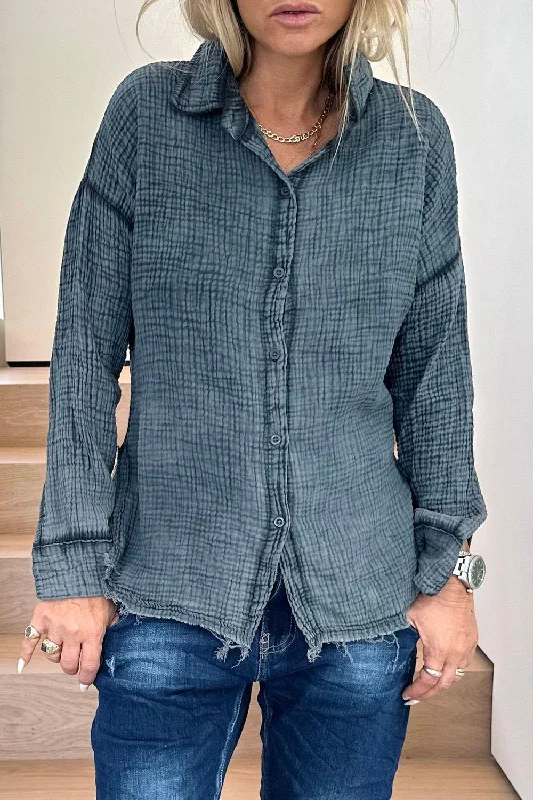 New pique blouse gray Sleeveless Chiffon Blouse