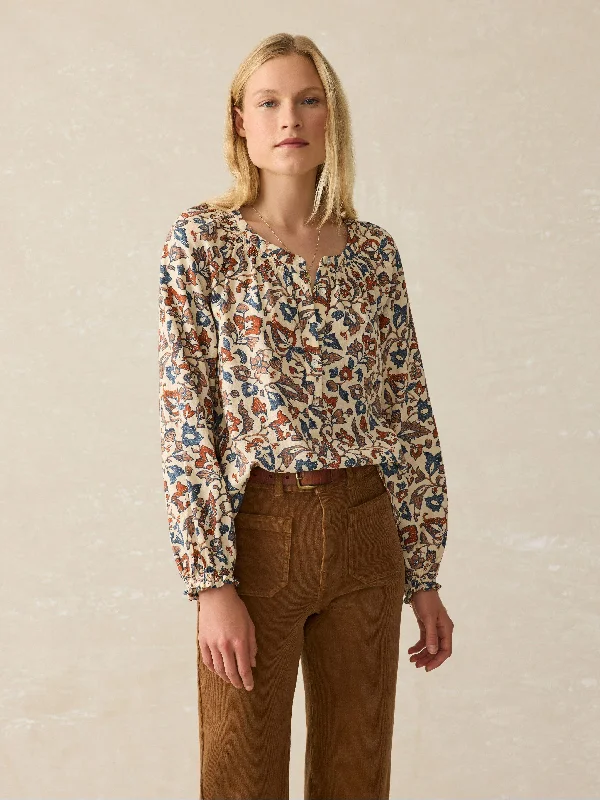 Odette Blouse - Ginger Maplewood Floral Mandarin Collar Blouse