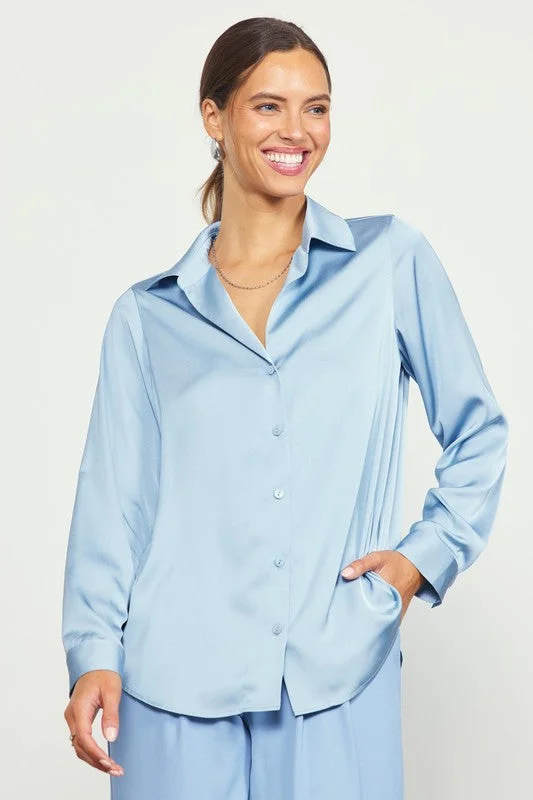 Recycled Button Down Blouse Lightweight Linen Blouse
