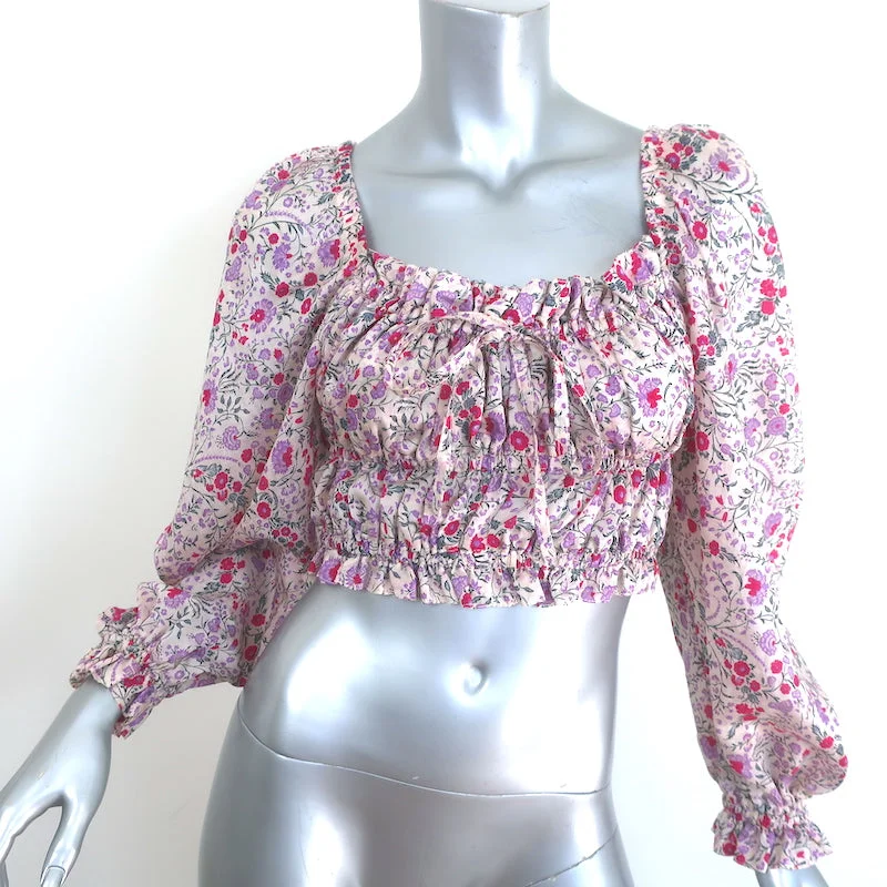 Sabina Musayev Maelys Smocked Top Floral Print Size Small Puff Sleeve Blouse Airy Cotton Blouse Sabina Musayev Maelys Smocked Top Floral Print Size Small Puff Sleeve Blouse Airy Cotton Blouse