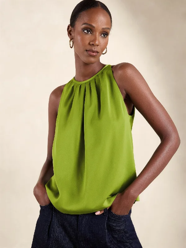 Shirred-Neck Blouse Peter Pan Collar Blouse