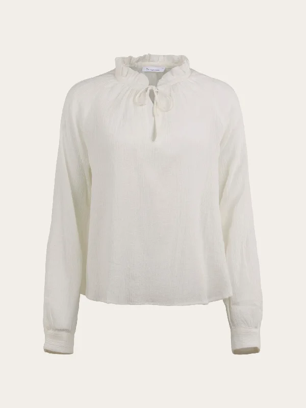Stand ruffle collar A-shape blouse - Snow White Sweetheart Neck Blouse