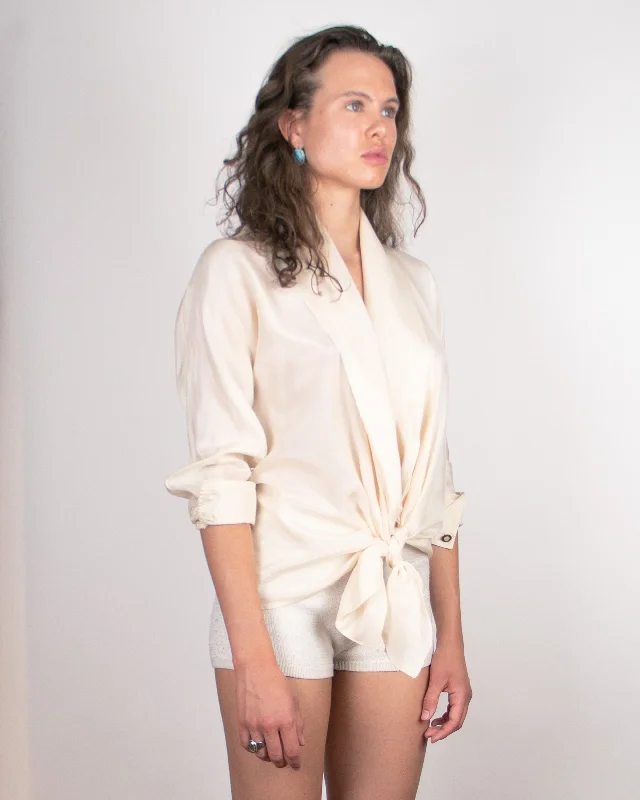 1990s Versus Versace Silk Wrap Blouse S/M Office Formal Blouse