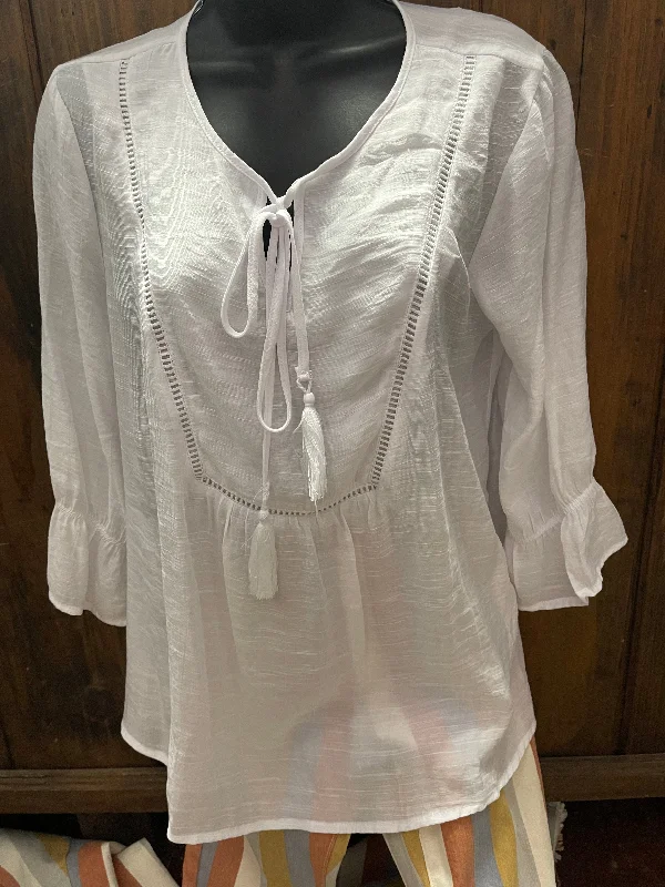 White Tie Blouse Wrap Front Blouse