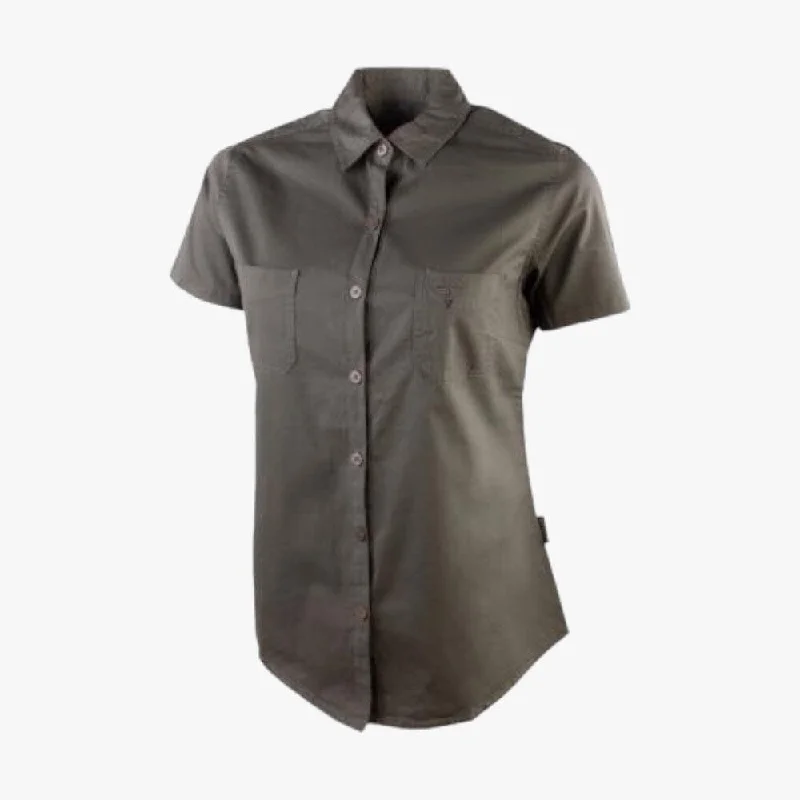 Wildebees Ladies Plain Pocket Blouse Olive Side Tie Blouse