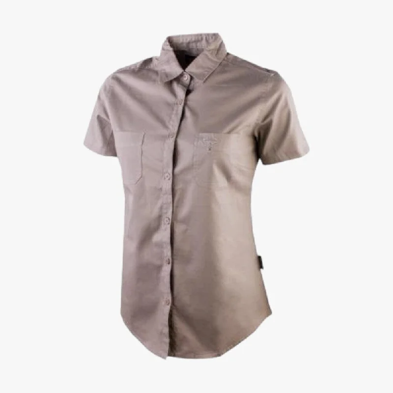 Wildebees Ladies Plain Pocket Blouse Stone Soft Knit Blouse
