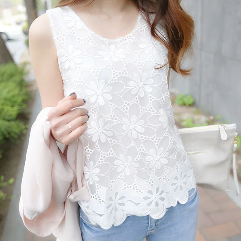 Womens Blouse Shirt Femininas Summer Tops and Blouses Lace Elegant Sleeveless Blusas Crochet Casual Holidays Plus Size Women Elegant Silk Blouse Womens Blouse Shirt Femininas Summer Tops and Blouses Lace Elegant Sleeveless Blusas Crochet Casual Holidays Plus Size Women Elegant Silk Blouse
